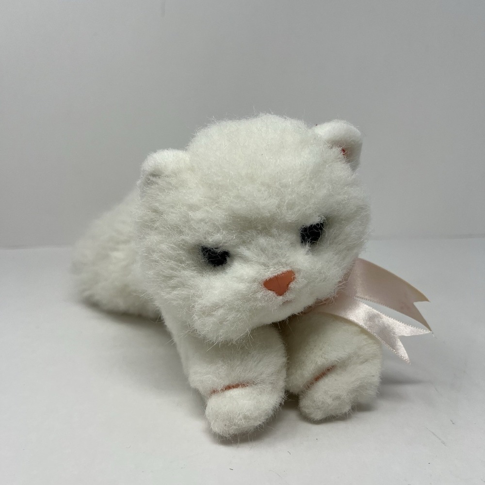 Ty Classic Angel White Persian Cat Plush 1997 Pink Bow Vtg Stuffed Animal 10"